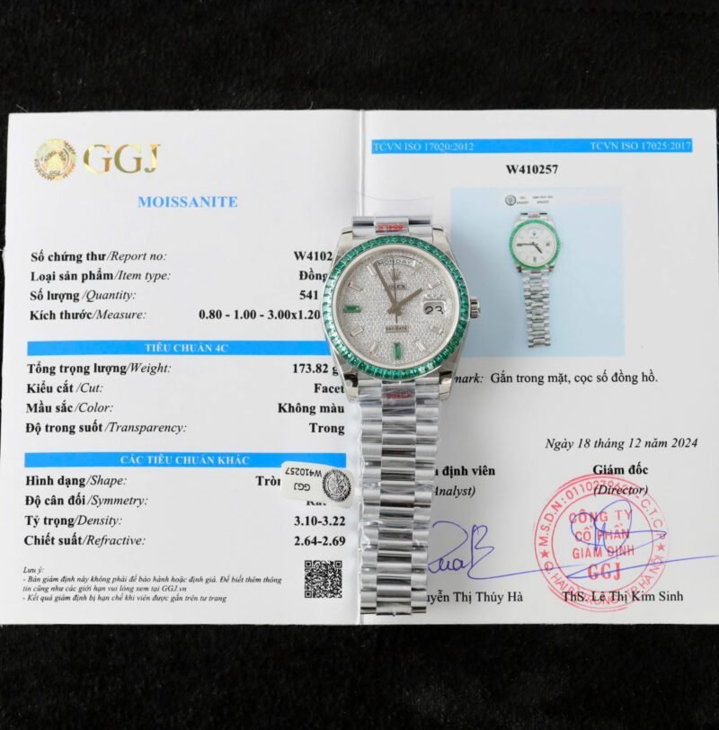 Rolex Day-Date Men Replica Watch Diamonds Moissanite + Sapphire Baguette Custom 40mm - Đồng Hồ Replica 1:1