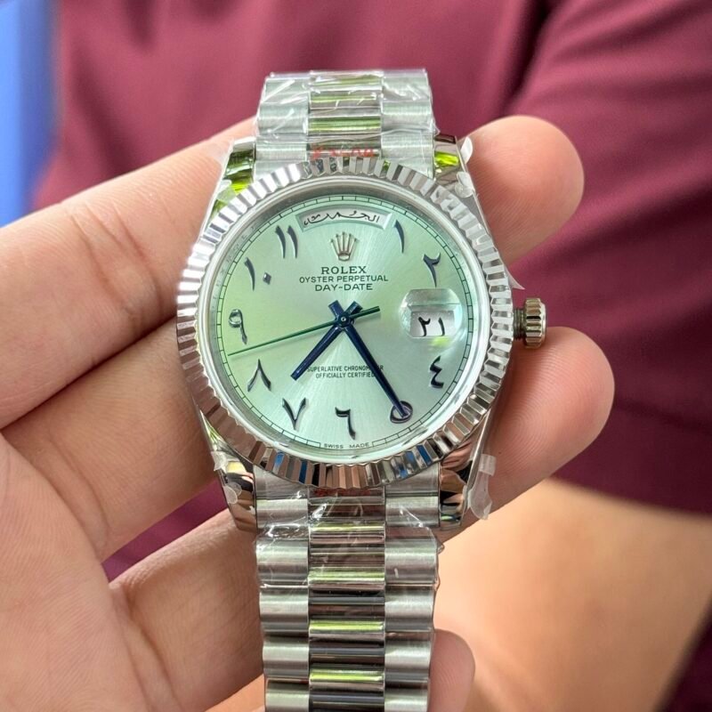 Rolex Day-Date Replica Watch Blue Dial Arabic Markers GM V2 40mm - Đồng Hồ Replica 1:1