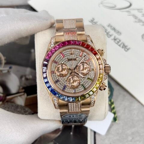Rolex Daytona Rainbow Best Replica Watch Full Diamond 40mm - Đồng Hồ Replica 1:1