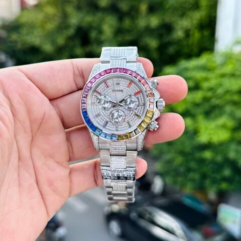 Rolex Daytona Rainbow Best Replica Watch With Full Stone Dial 40mm - Đồng Hồ Replica 1:1