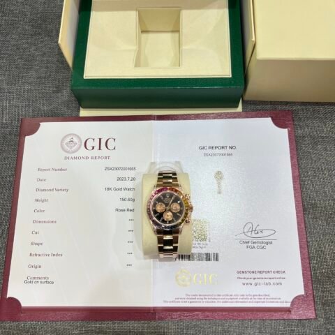 Rolex Daytona Rainbow Replica Watch Gold Wrapped Moissanite TW 40mm - Đồng Hồ Replica 1:1