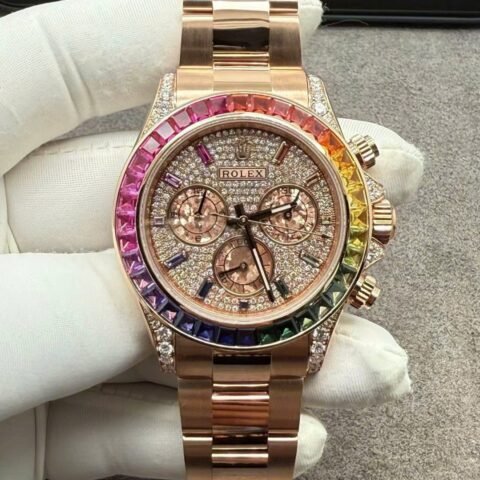 Rolex Daytona Rainbow Watch Crafted in Solid Gold with 40mm Natural Diamonds - Đồng Hồ Replica 1:1