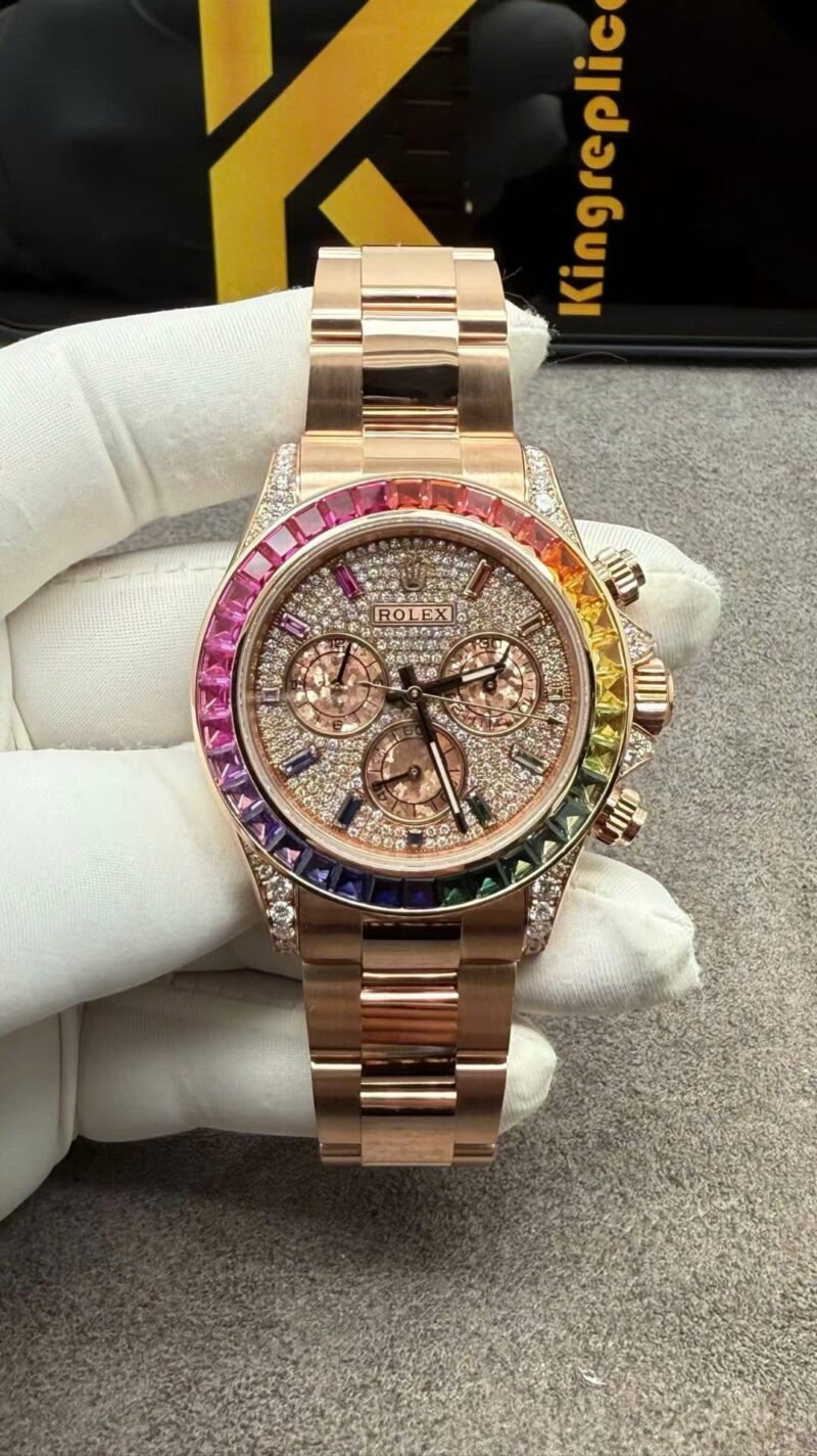 Rolex Daytona Rainbow Watch Crafted in Solid Gold with 40mm Natural Diamonds - Đồng Hồ Replica 1:1