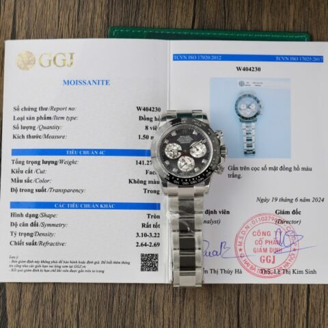 Rolex Daytona Replica Watch Dial Mother Of Pearl Custom Moissanite Diamonds 40mm - Đồng Hồ Replica 1:1