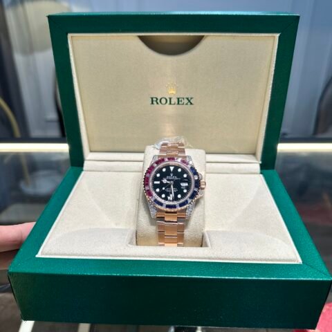 Rolex GMT-Master II 126755 SARU Replica Watch Gold Wrapped Moissanite 41mm - Đồng Hồ Replica 1:1