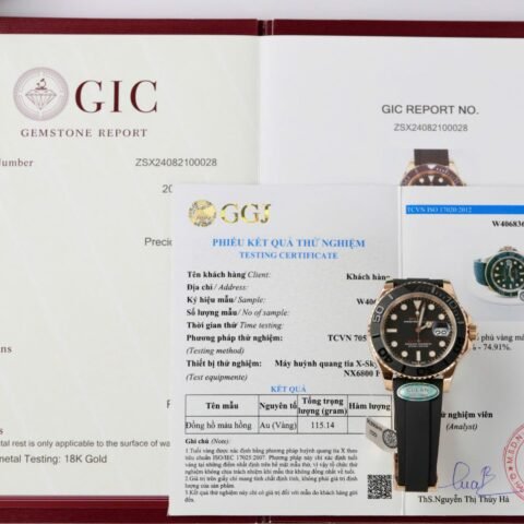 Rolex Yacht-Master 18K Rose Gold Case Replica Watch Black Dial 40mm - Đồng Hồ Replica 1:1