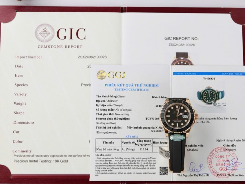 Rolex Yacht-Master 18K Rose Gold Case Replica Watch Black Dial 40mm - Đồng Hồ Replica 1:1