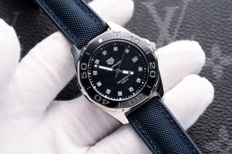 Tag Heuer Aquaracer Replica Watch Mother Of Pearl Dial Leather Strap 35mm - Đồng Hồ Replica 1:1