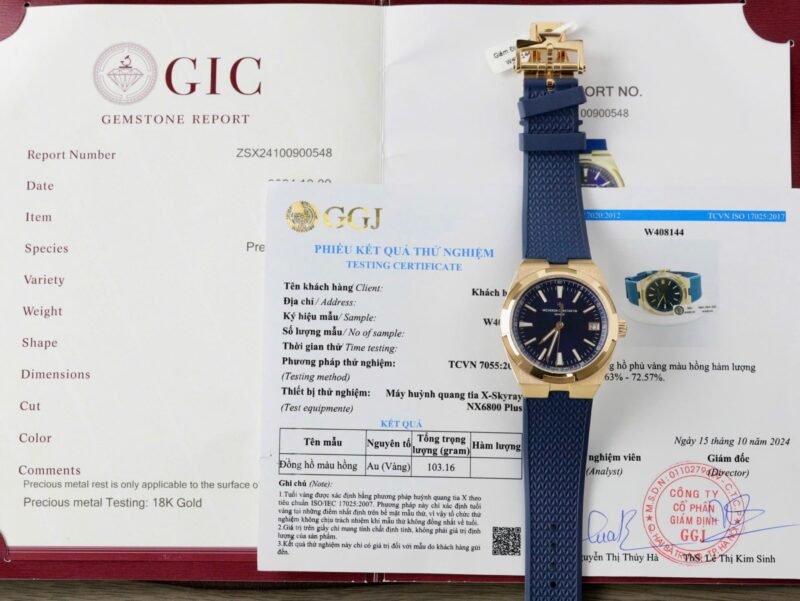 Vacheron Constantin Overseas 4500V Dial Blue Best Replica Watch Gold Wrapped 41mm - Đồng Hồ Replica 1:1